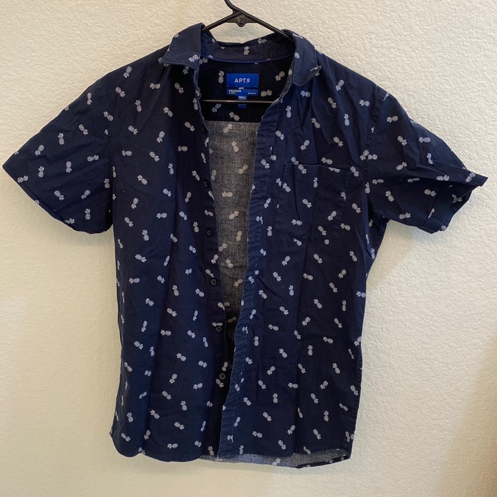Apt. 9 Men's  Pineapple Button Down Shirt - Navy